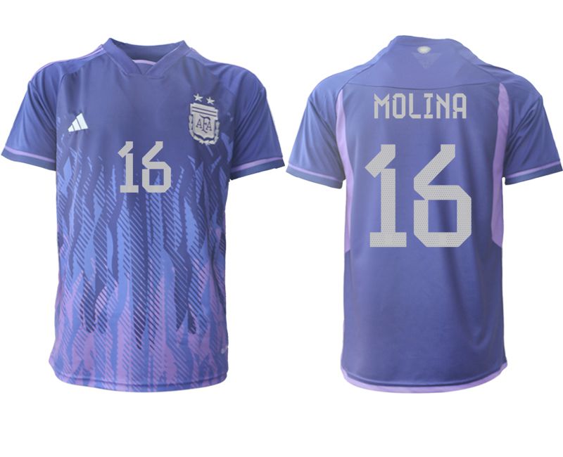 Men 2022 World Cup National Team Argentina away aaa version purple 16 Soccer Jersey